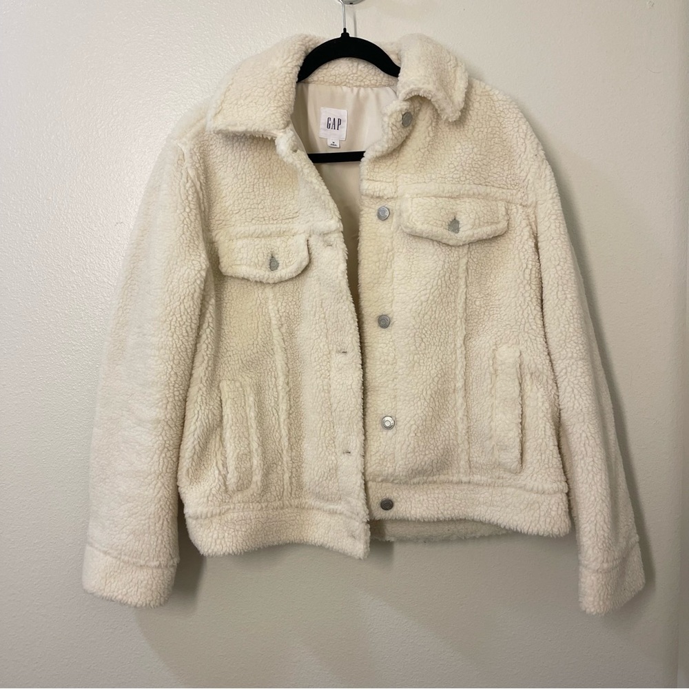 GAP Cream Sherpa Bomber Jacket